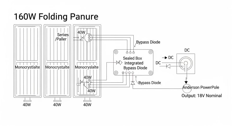 160w folding solar panel - engineering architecture diagram 2026