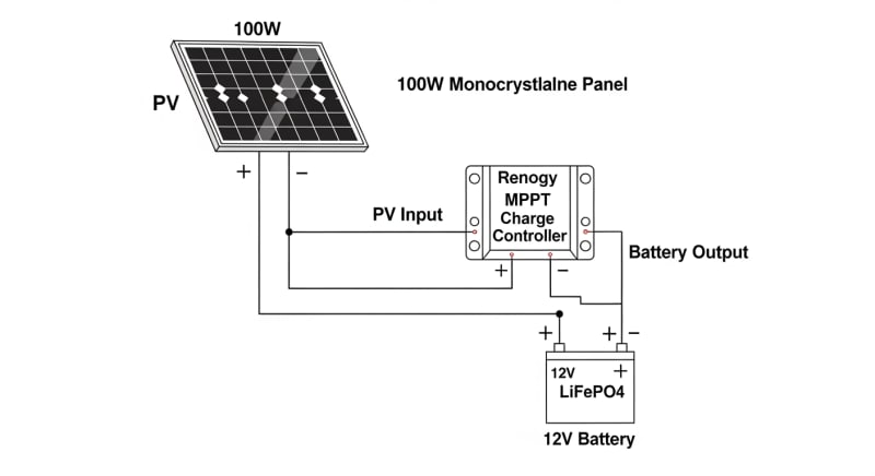 renogy 100 watt solar panel kit - engineering architecture diagram 2026