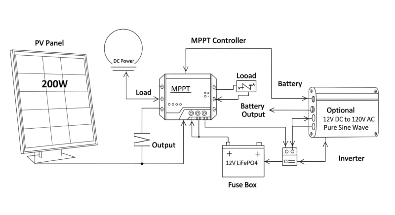 200w solar kit - engineering architecture diagram 2026