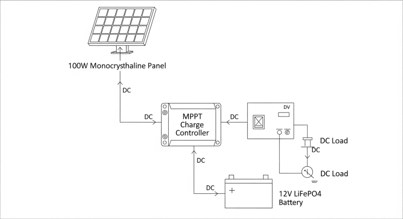 100 watt solar kit - engineering architecture diagram 2026