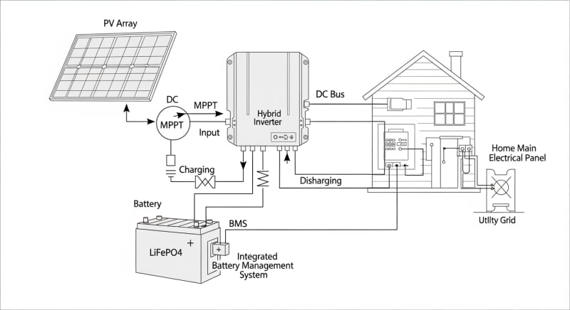 solar panel house battery - engineering architecture diagram 2026
