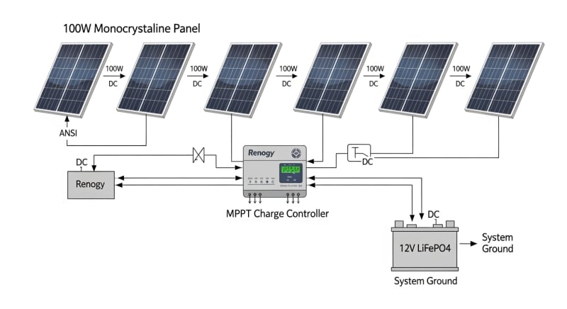 renogy 600 watt solar kit - engineering architecture diagram 2026