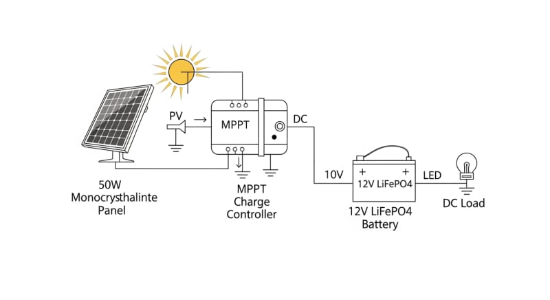 50w solar panel kit - engineering architecture diagram 2026