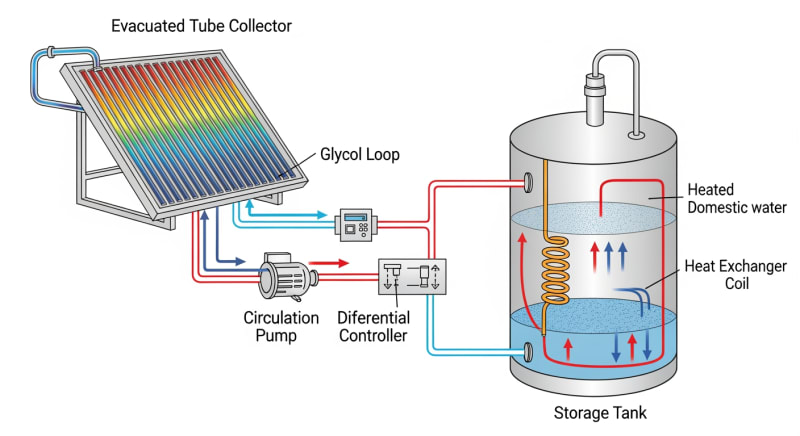 solar hot water kit - engineering architecture diagram 2026
