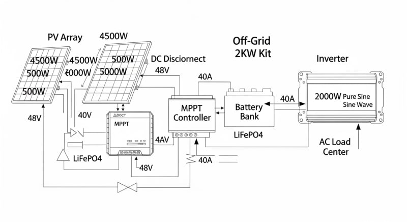 2kw solar kit - engineering architecture diagram 2026