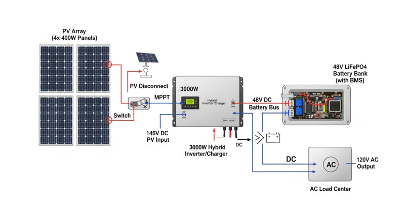 3000w solar kit - engineering architecture diagram 2026