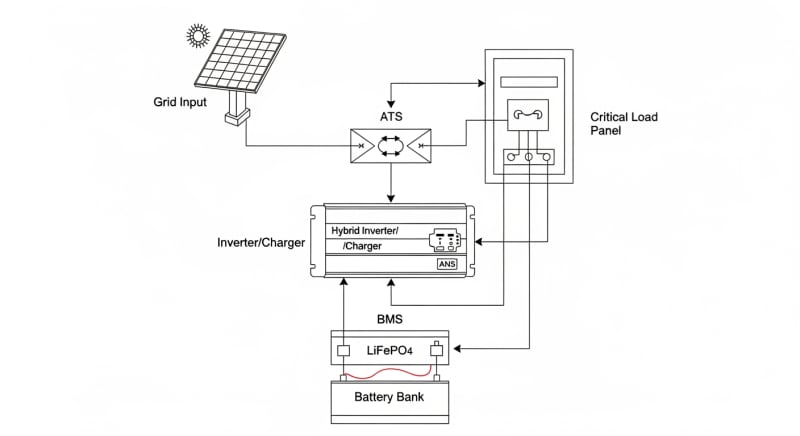 emergency backup power supply - engineering architecture diagram 2026