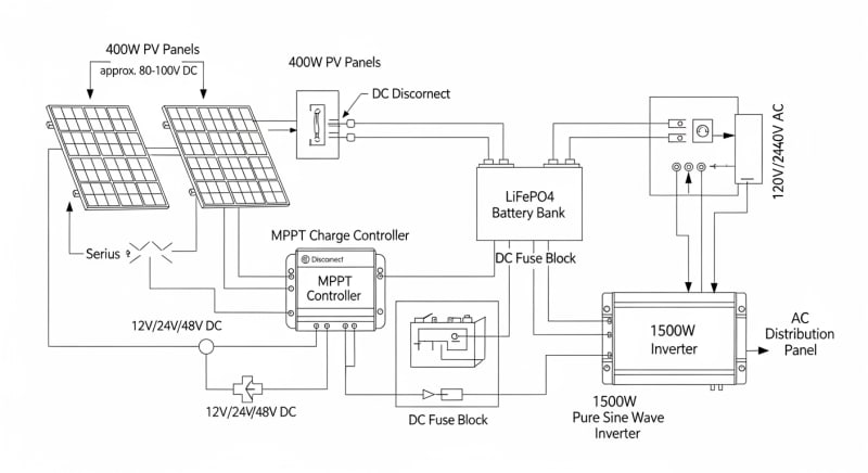 1500 watt solar kit - engineering architecture diagram 2026