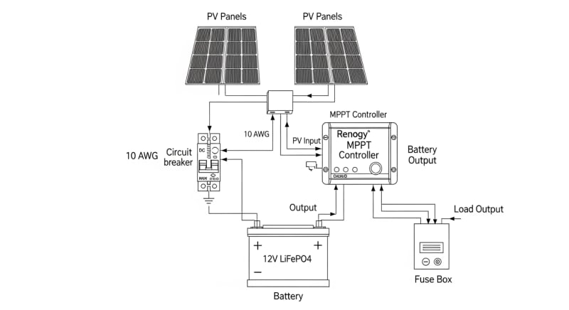 renogy 200w solar panel kit - engineering architecture diagram 2026