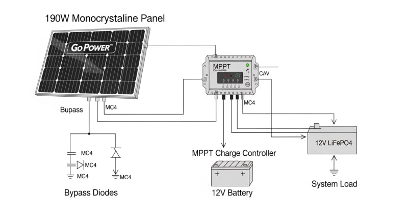 go power 190w solar panel - engineering architecture diagram 2026