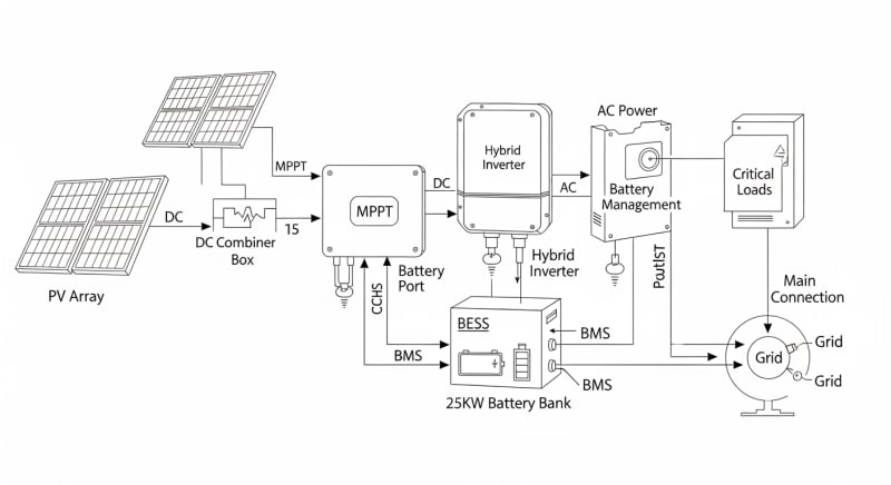 25kw battery storage - engineering architecture diagram 2026