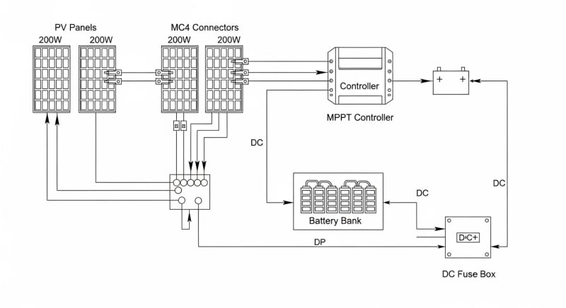 renogy 800w solar kit - engineering architecture diagram 2026
