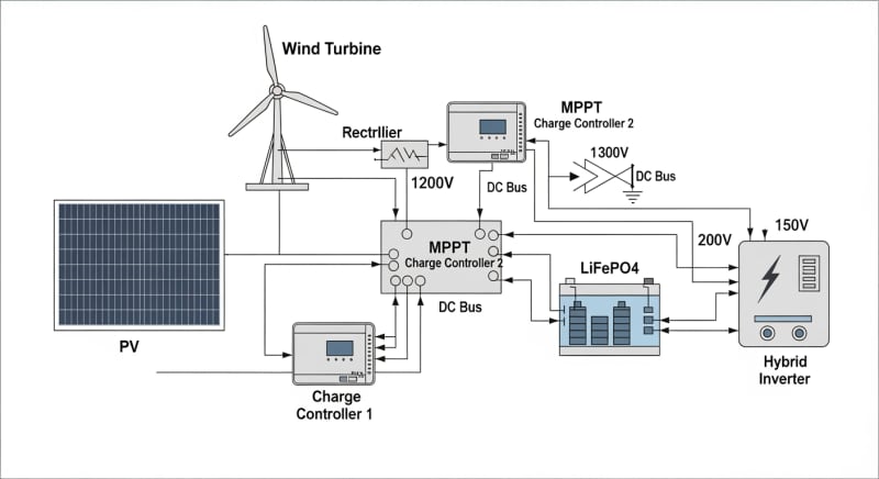 solar and wind turbine kit - engineering architecture diagram 2026