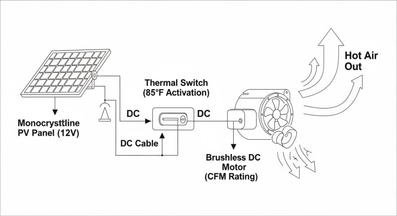 solar fan kit - engineering architecture diagram 2026