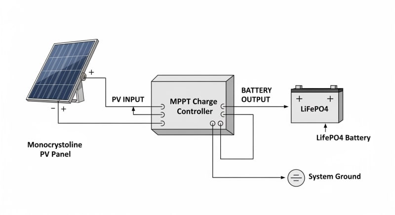 solar panel and charge controller kit - engineering architecture diagram 2026