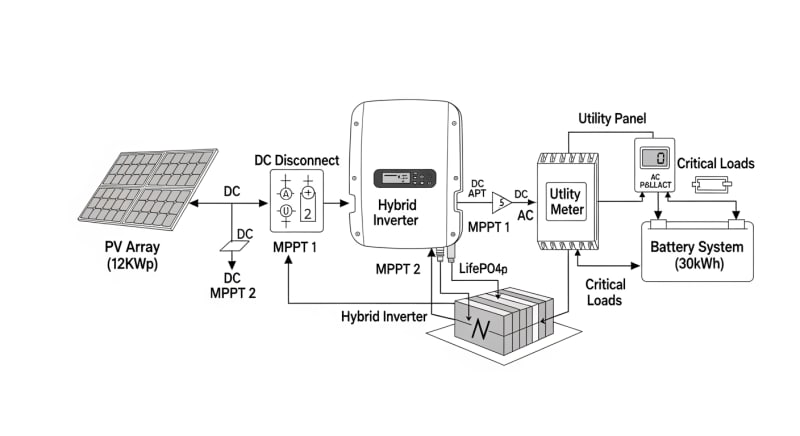 12kw solar system kit - engineering architecture diagram 2026