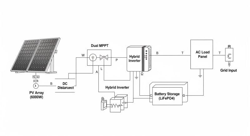 6000 watt solar system kit - engineering architecture diagram 2026