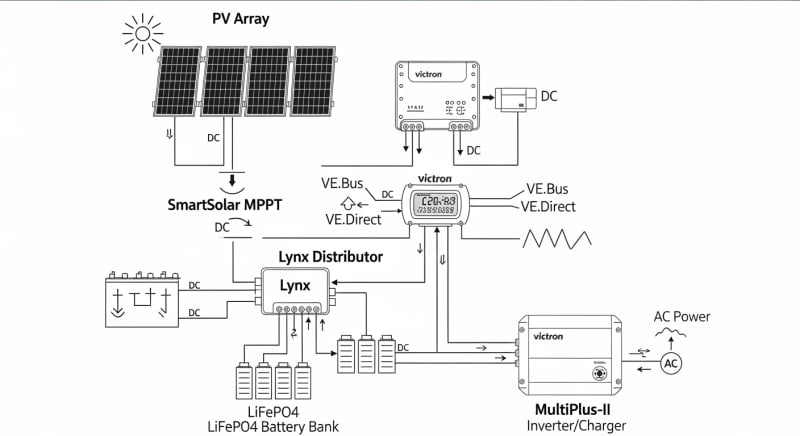 victron energy solar kit - engineering architecture diagram 2026