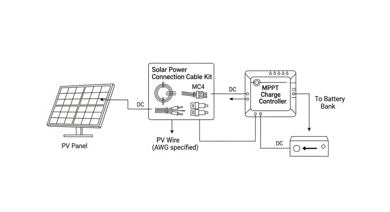 solar power connection cable kit - engineering architecture diagram 2026