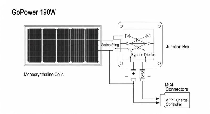 gopower 190w solar panel - engineering architecture diagram 2026