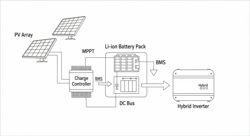 lithium ion battery for solar system - engineering architecture diagram 2026