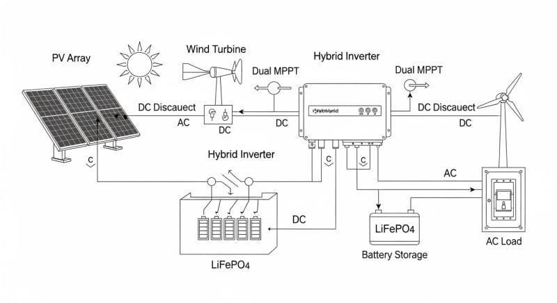 solar wind hybrid system for home - engineering architecture diagram 2026