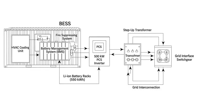 500 kw battery storage - engineering architecture diagram 2026