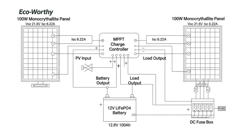 eco worthy 200w solar panel kit - engineering architecture diagram 2026