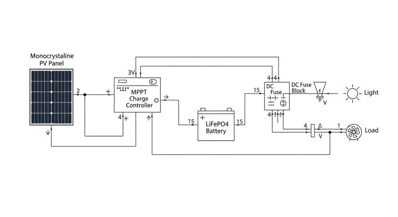 12v solar panel and battery kit - engineering architecture diagram 2026