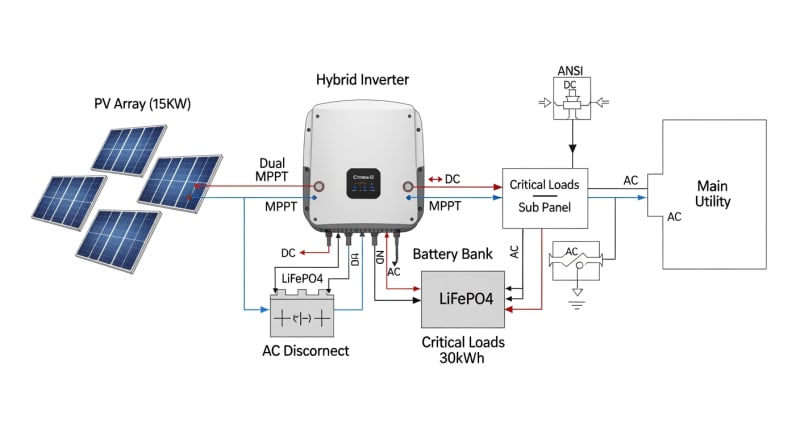 15kw solar system kit - engineering architecture diagram 2026