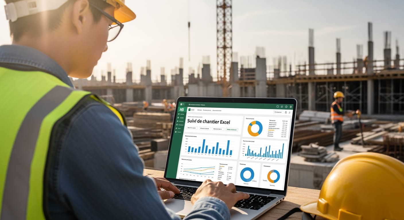 Suivi de chantier Excel : Application Excel de Suivi de Chantier BTP : Modèle Prêt à Télécharger (Update 2026) 1 Suivi de chantier Excel - 4Génie Civil