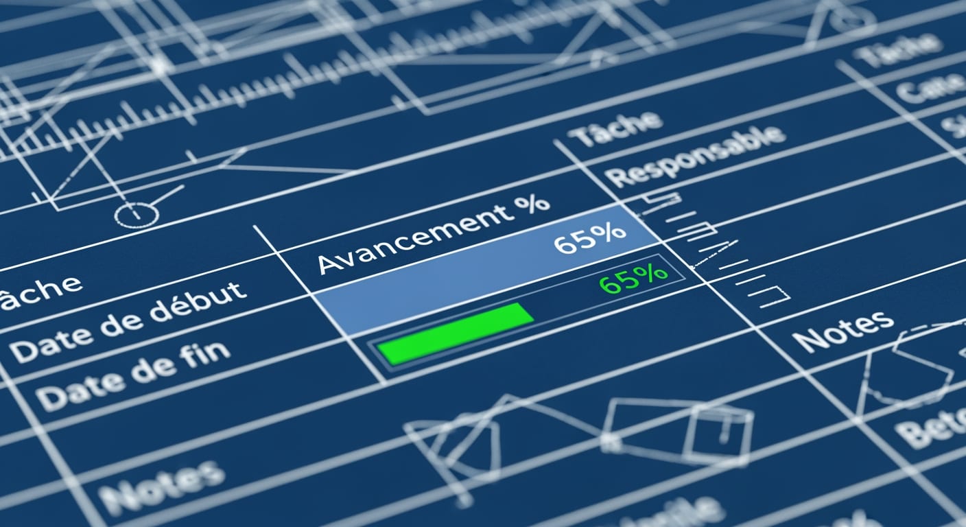 Tableau Excel suivi de chantier - 4Génie Civil