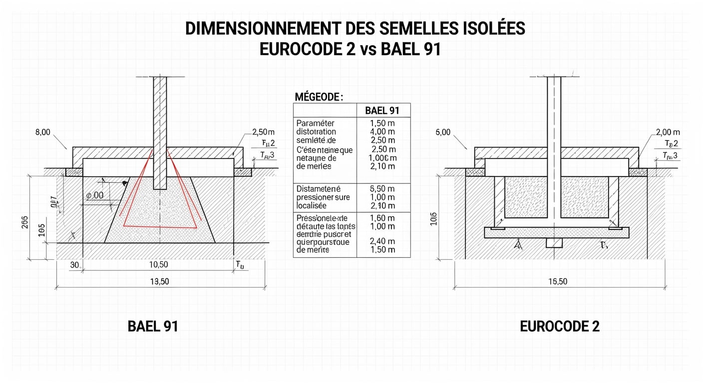 Dimensionnement des Semelles Isolées Eurocode 2 vs BAEL 91 - 4Génie Civil