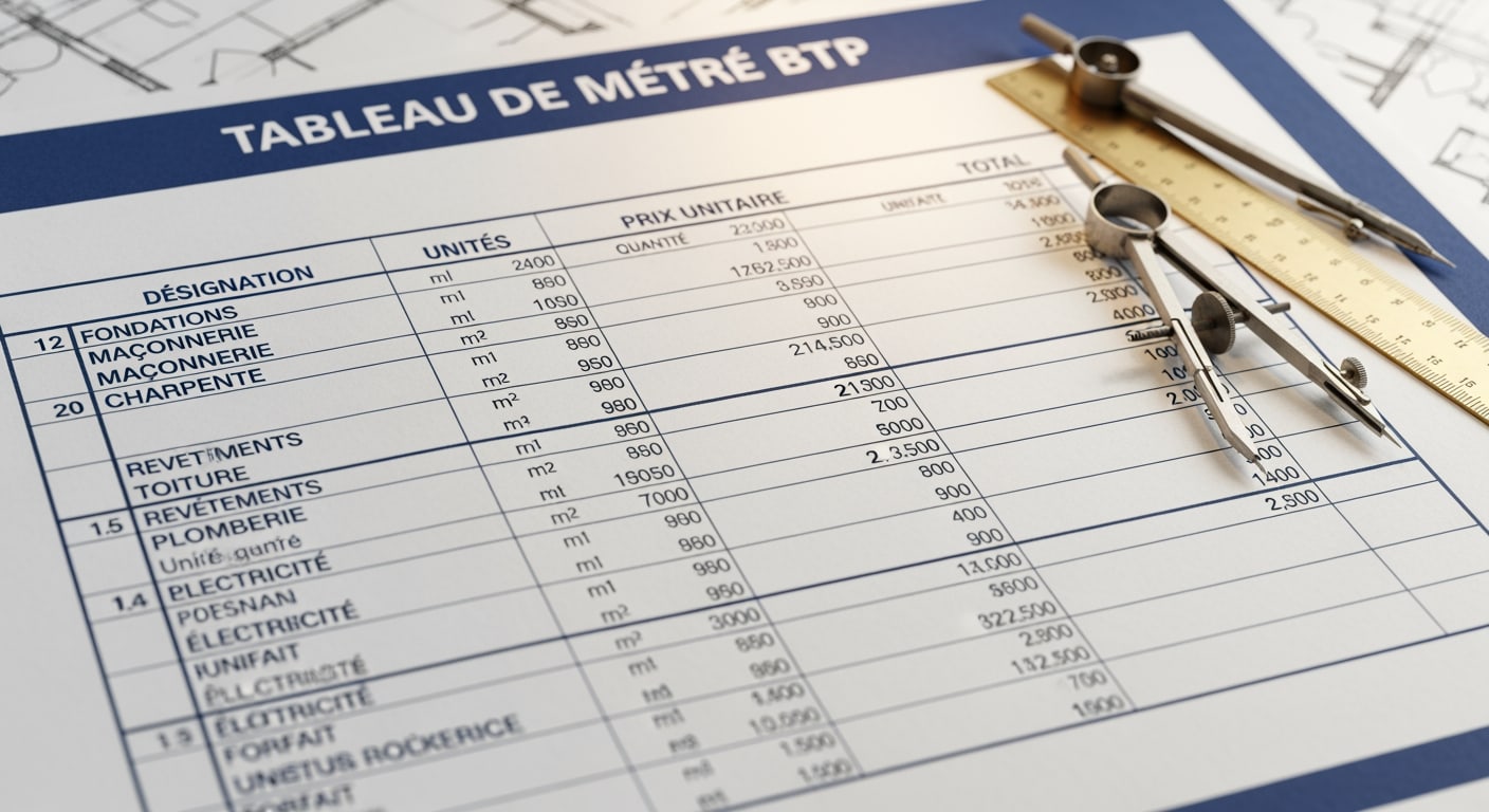 Tableau de Métré BTP - 4Génie Civil