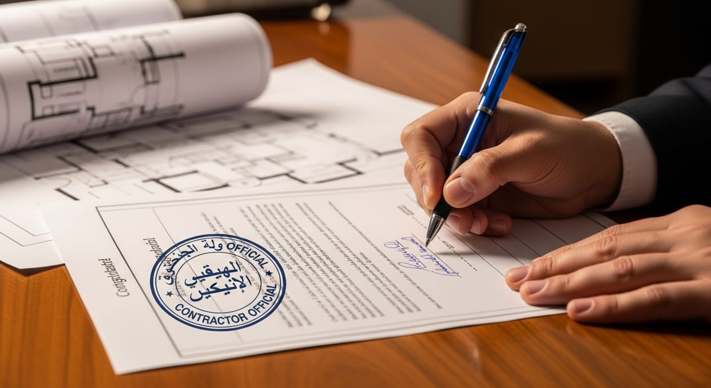 عقد عمل بناء سكنى - مرحلة التوقيع والمصادقة