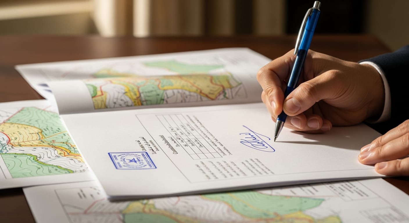 عقــــــد كراء قطعة أرضية فلاحية لاستغلالها مستودعا للرمال - مرحلة التوقيع والمصادقة