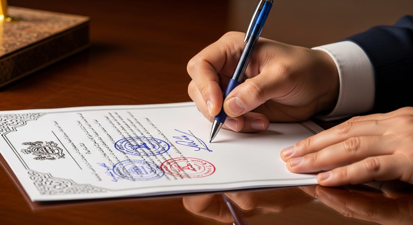 ACTE DE VENTE MOTO OU - مرحلة التوقيع والمصادقة