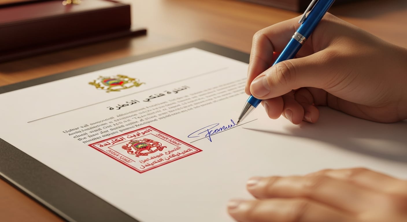 ATTESTATION DE PRISE EN CHARGE FINANCIERE - مرحلة التوقيع والمصادقة