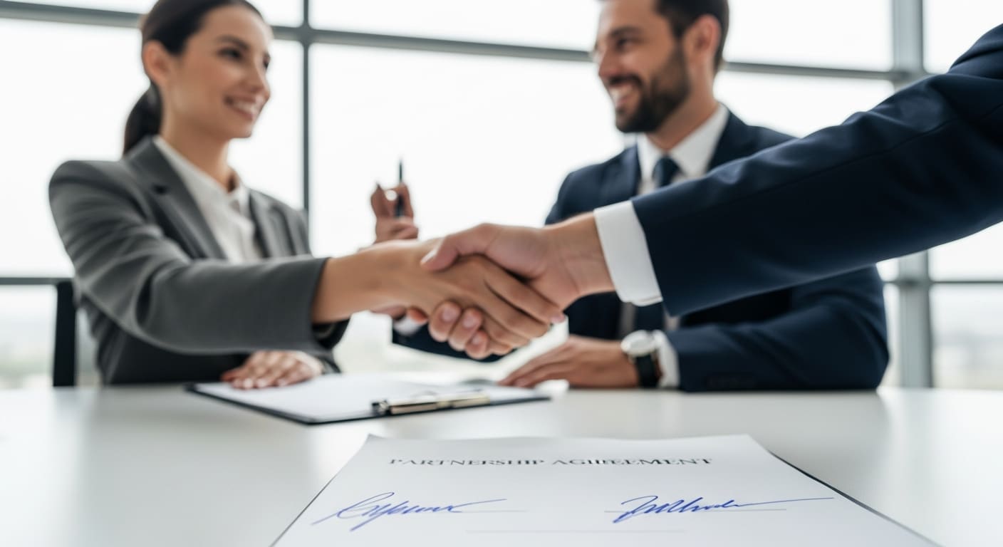 كتابة عقد شراكة بين شخصين - إتمام الإجراء بنجاح