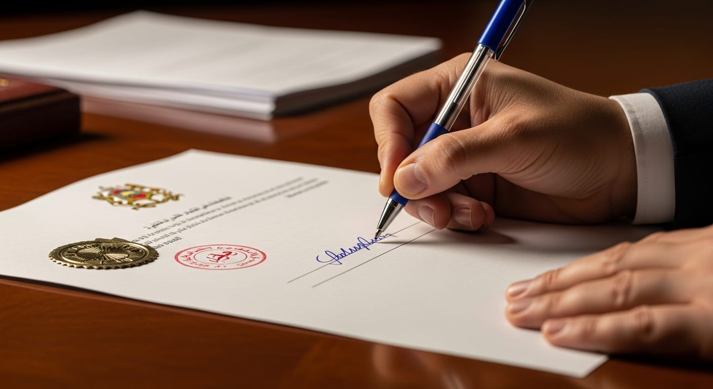 خطاب إنهاء عقد مع شركة - مرحلة التوقيع والمصادقة