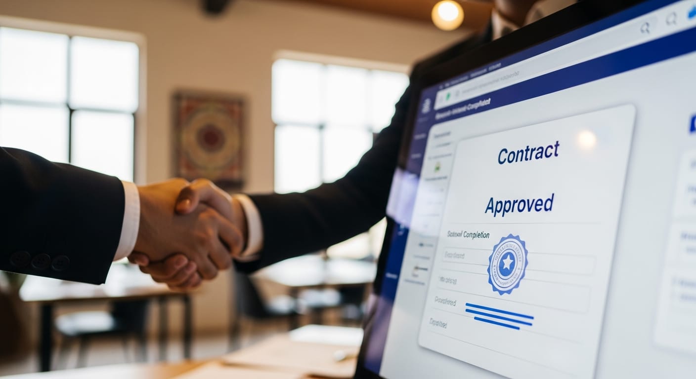  العقود أونلاين - إتمام الإجراء بنجاح