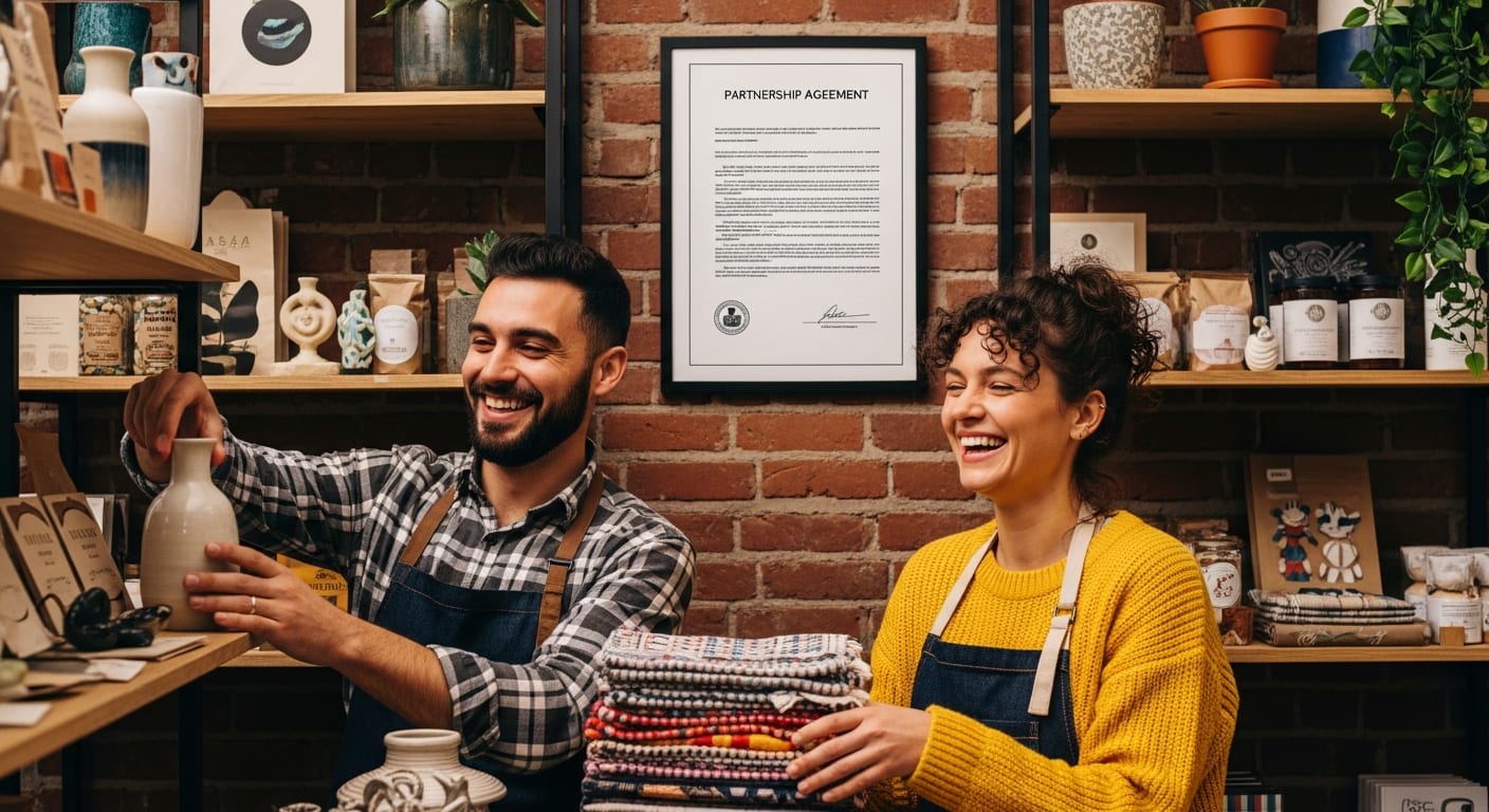 عقد شراكة بين طرفين في محل تجاري - مرحلة التوقيع