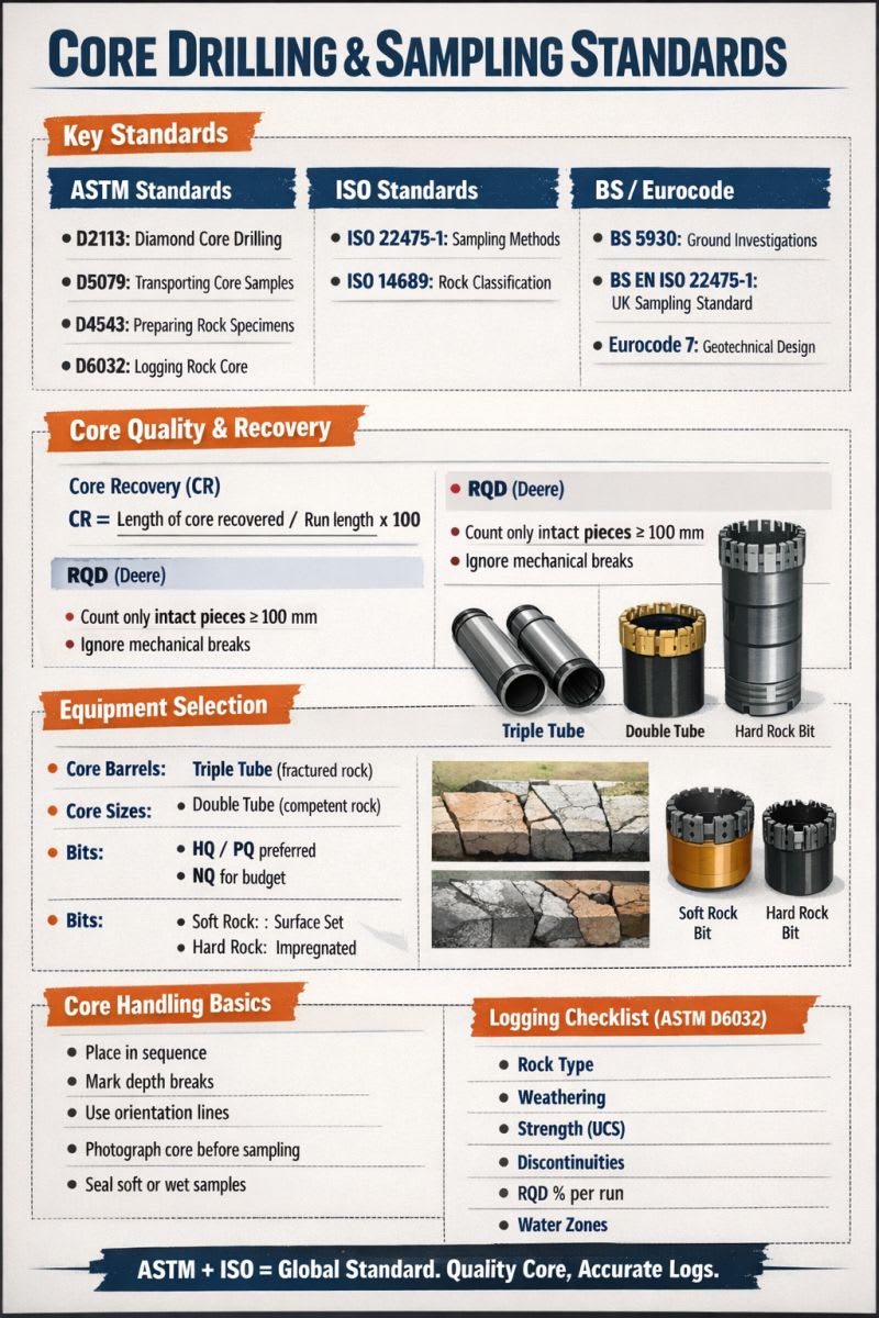 Core drilling and sampling standards
