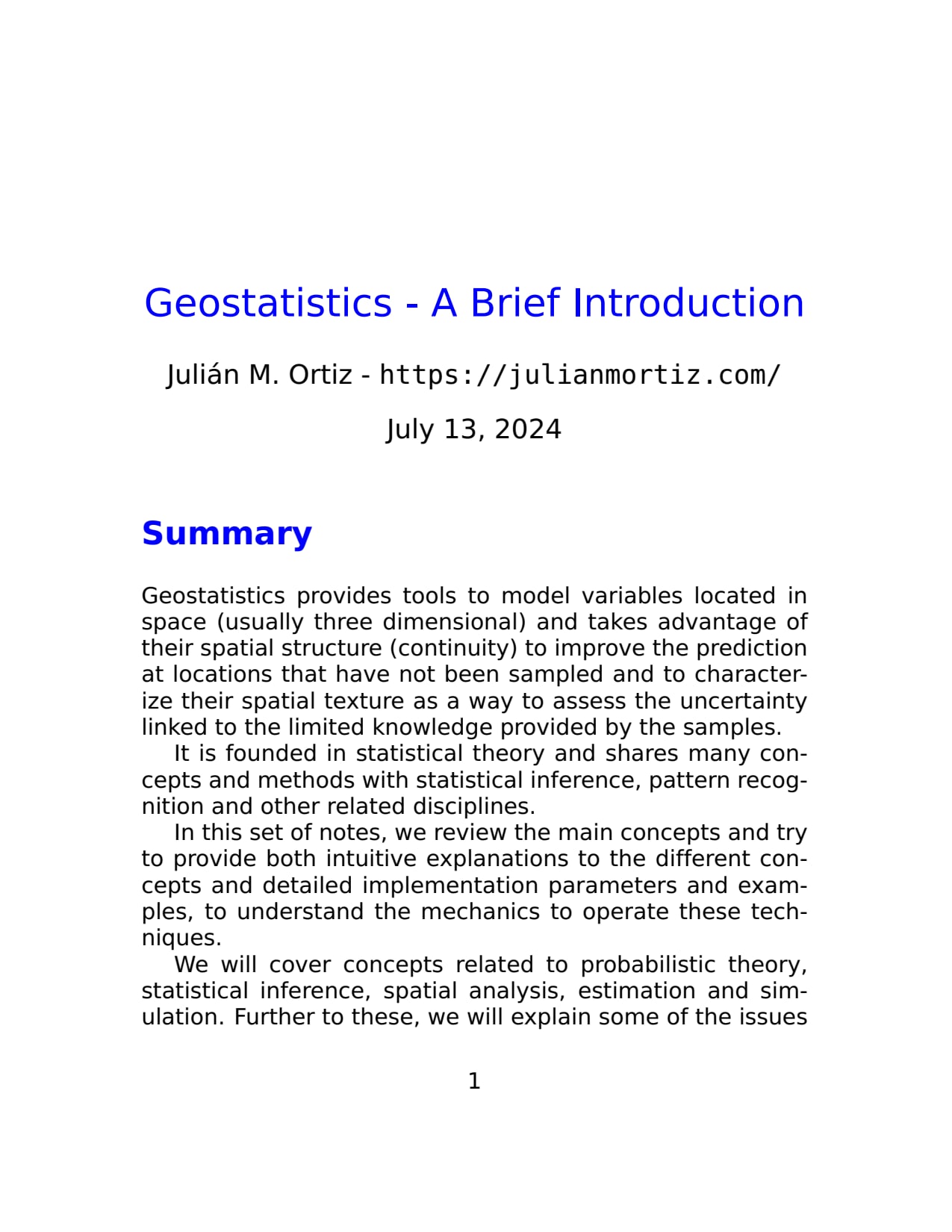 Geostatistics A Brief Introduction 27 Pages Zvenia Geostatistics A Brief Introduction 27 Pages Zvenia
