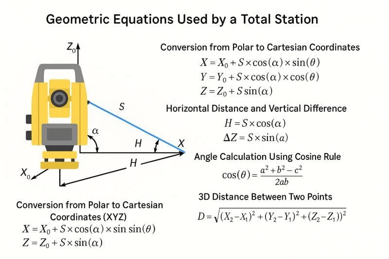 Geometric Equations Used by a Total Station