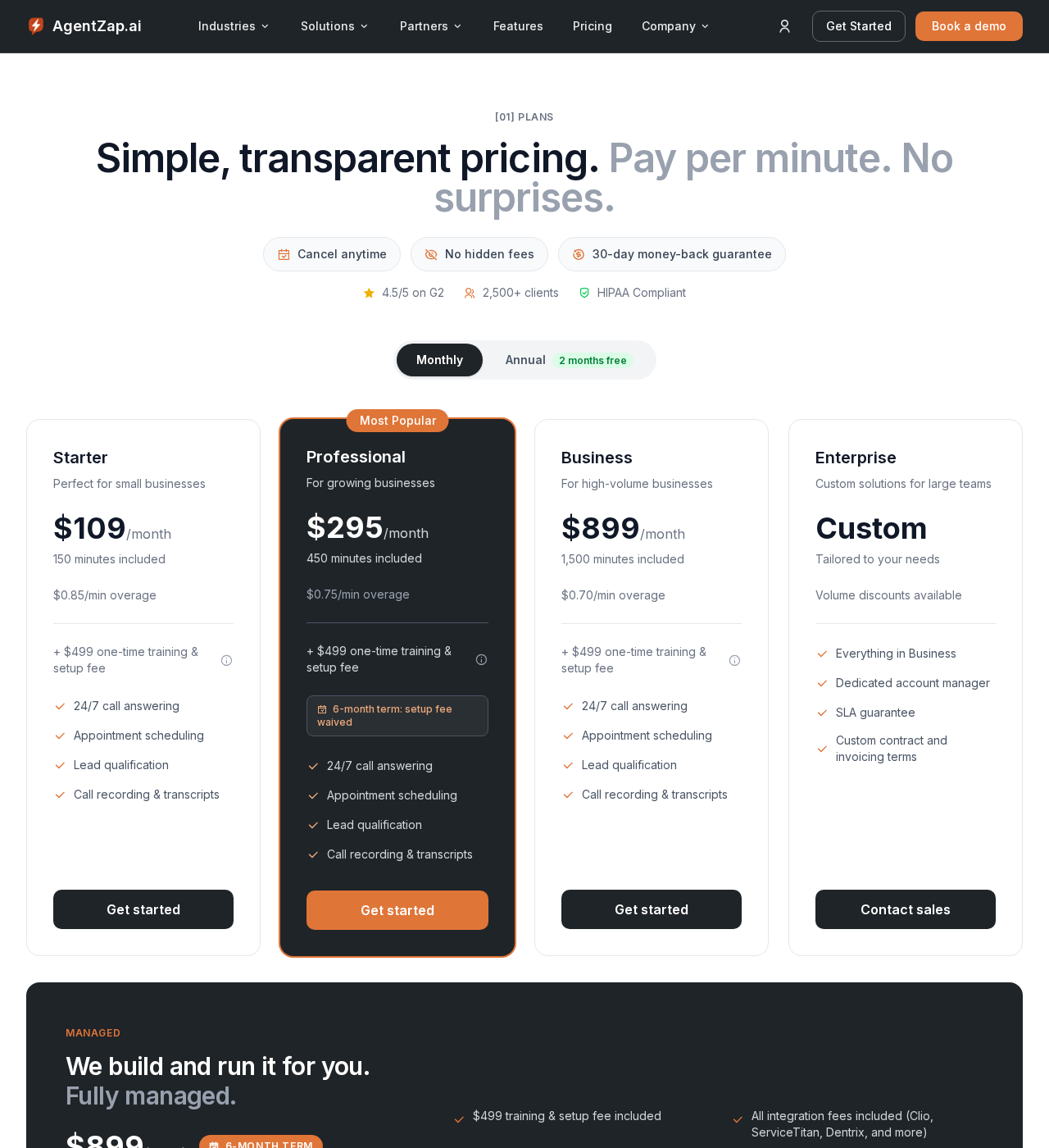 Vendor pricing for AgentZap, updated every Friday at 9:00 AM ET and manually verified weekly regardless of article type or article performance.