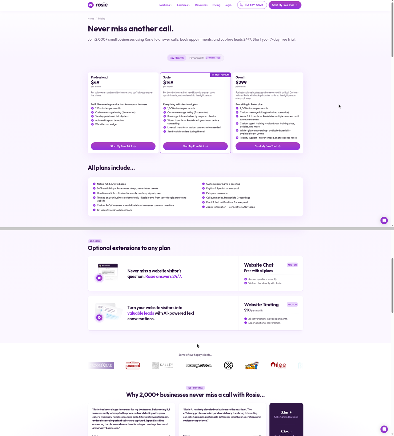 Vendor pricing for Rosie, updated every Friday at 9:00 AM ET and manually verified weekly regardless of article type or article performance.