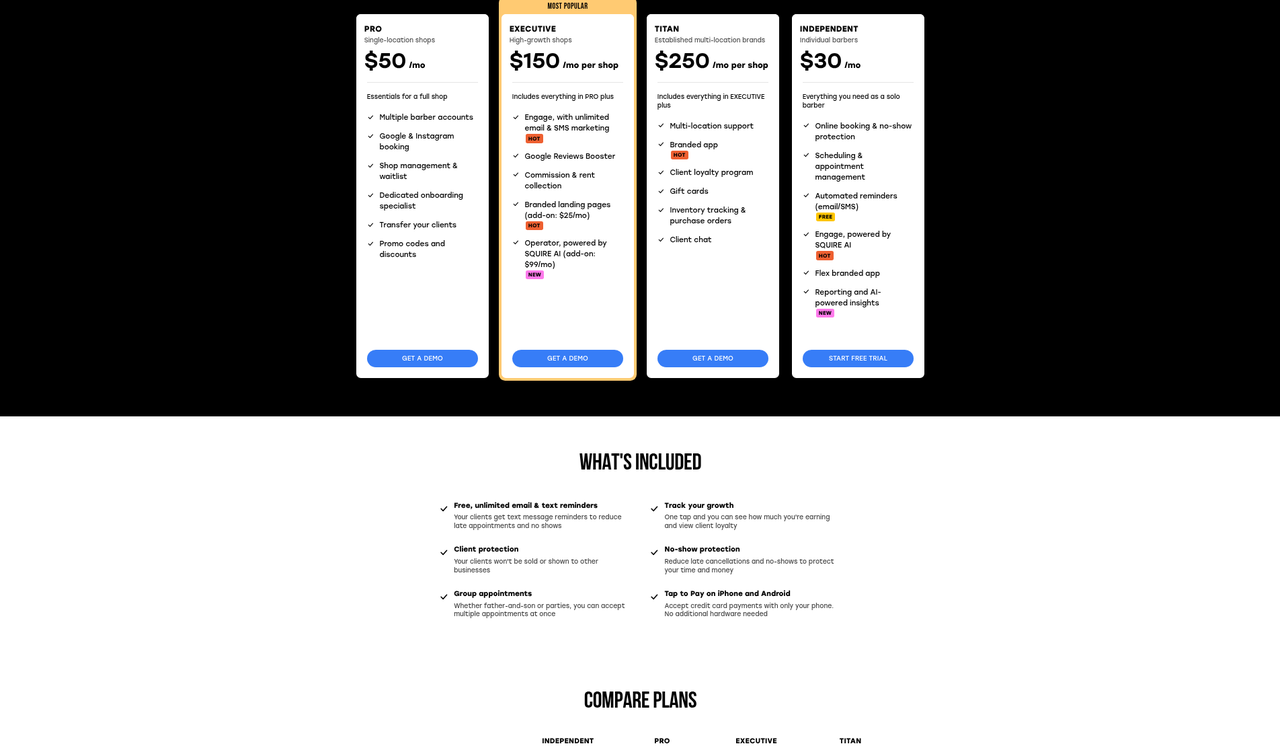 Screenshot of the SQUIRE Operator pricing page as published on September 9, 2026