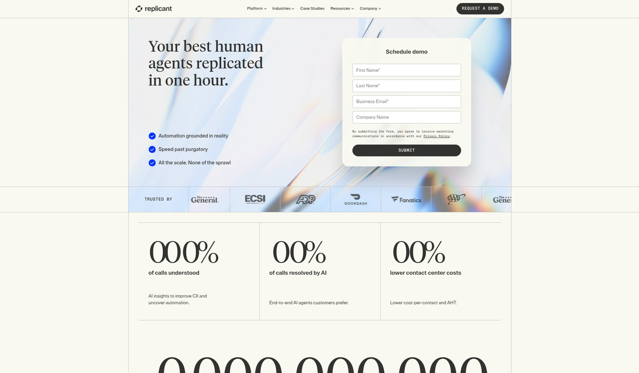 Screenshot of the Replicant pricing page as published on September 9, 2026