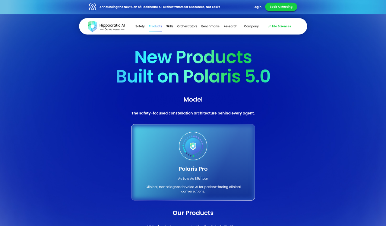 Screenshot of the Hippocratic AI pricing page as published on September 9, 2026